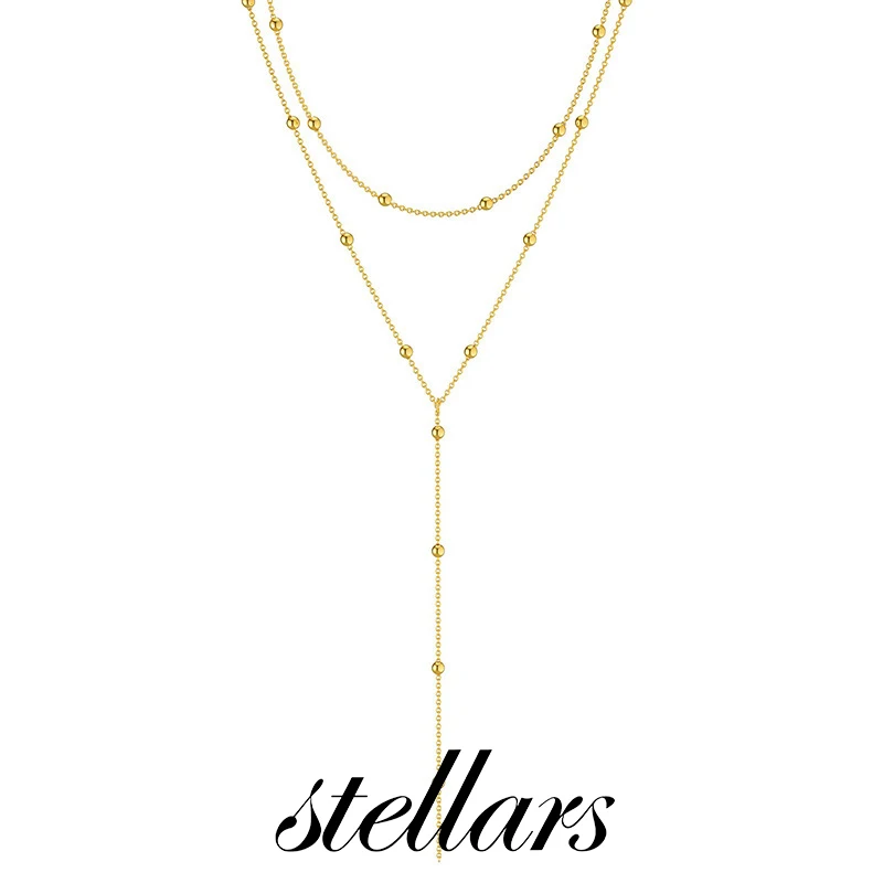 

Gold and Silver Color Minimalist Geometric Tassel Bead Choker Necklace Multi-Layer Creative Long Trendy Bohemian Jewelry