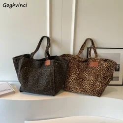 Leopard Shoulder Bags Women Elegant Large Capacity Office Lady Casual All-match Canvas Tote Bag Designed Handbags Luxury Bolsos