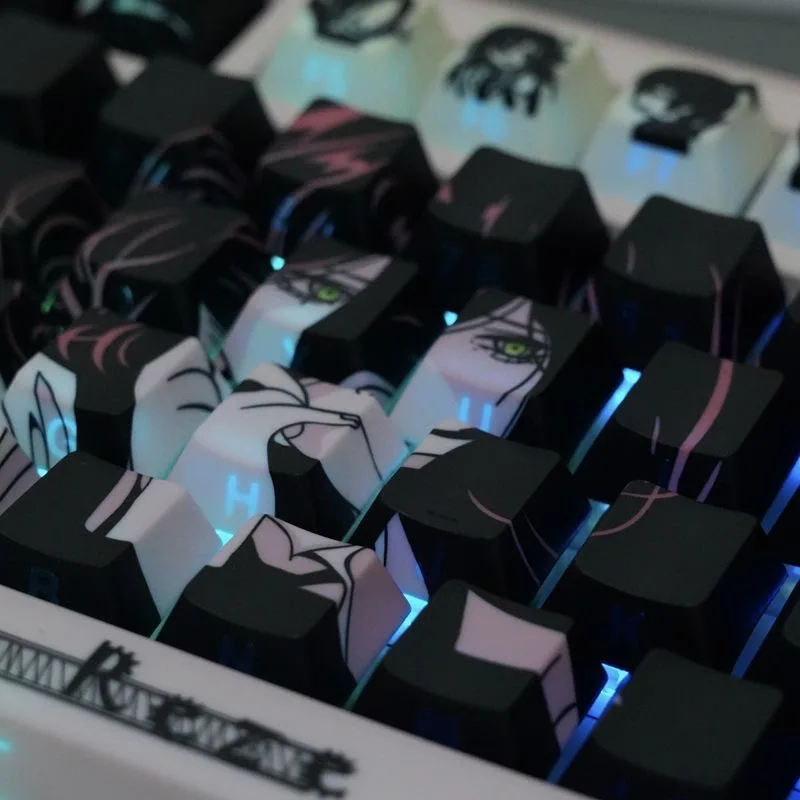 132 キーアニメ Reze キーキャップダブルショット半透明キーキャップピンクチェリー Mx Wooting 60he 磁気軸メカニカルキーボード用