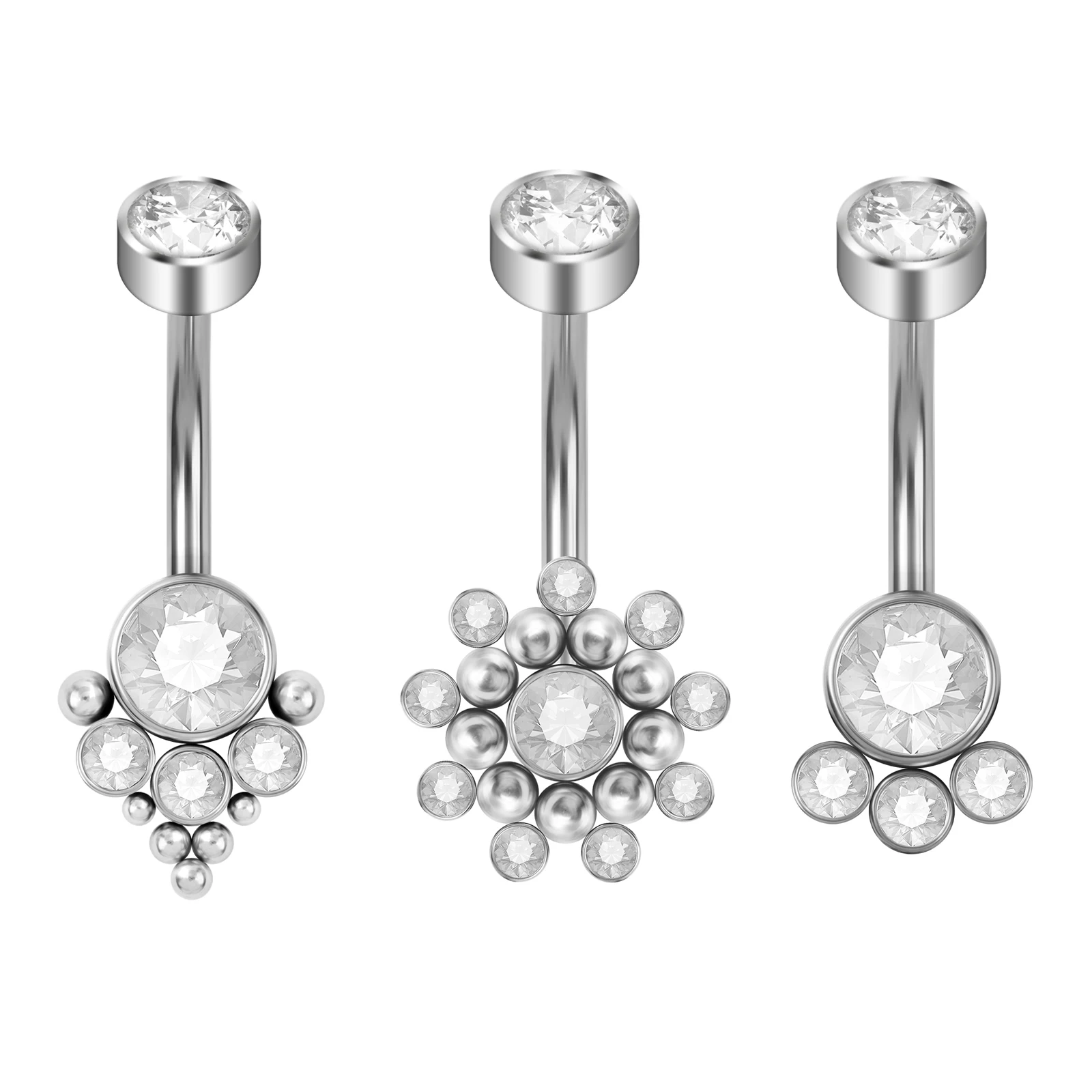 

Fashion New Titanium Steel Piercing Zircon Belly Ring Personlity Navel Nail Internal Tooth Body Piercing Jewelry