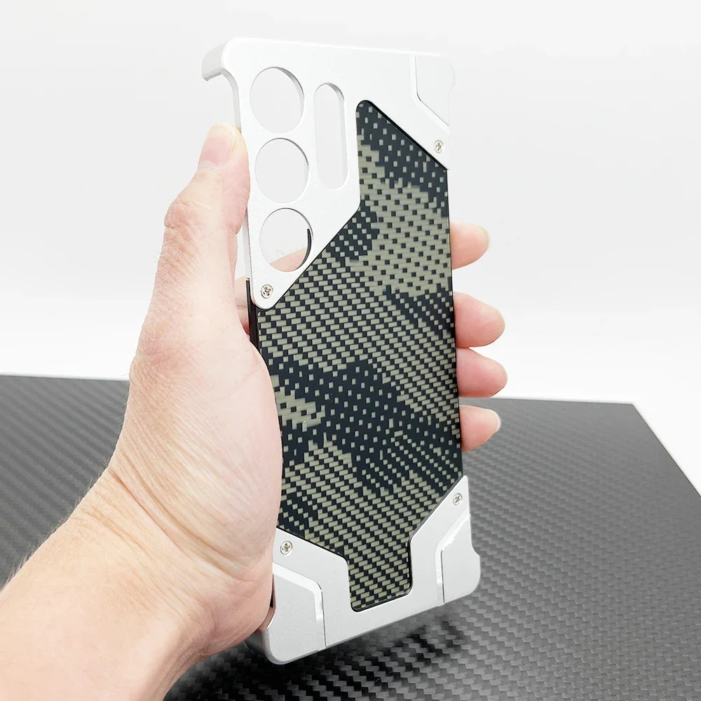 bottix Camouflage Case For Samsung Galaxy S25 Ultra Cover Frameless Metal Alloy Armor S25 U Carbon Fiber Shell Built-in Magnet