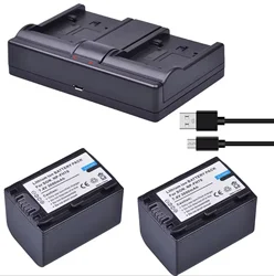 2Pcs 3000mAh NP-FH70 NP FH70 Battery+USB Dual Charger for Sony NP-FH30 NP-FH40 NP-FH60 NP- HDR-XR DVD105 HC28 SR300 SR200 SR82