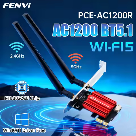 FENVI WiFi 5 RTL8822CE PCI-E Wireless Adapter 1200Mbps For Bluetooth 5.1 Dual Band 2.4G/5GHz 802.11AC WiFi Card For PC Win 10/11