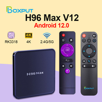 H96 MAX V12 Android 12.0 Smart Tv Box 2G 4G 32Gb 64Gb Wifi 2.4G & 5.8G 4K HD Media Player TVBOX BLE 4.0 Fast RK3318 Set top box