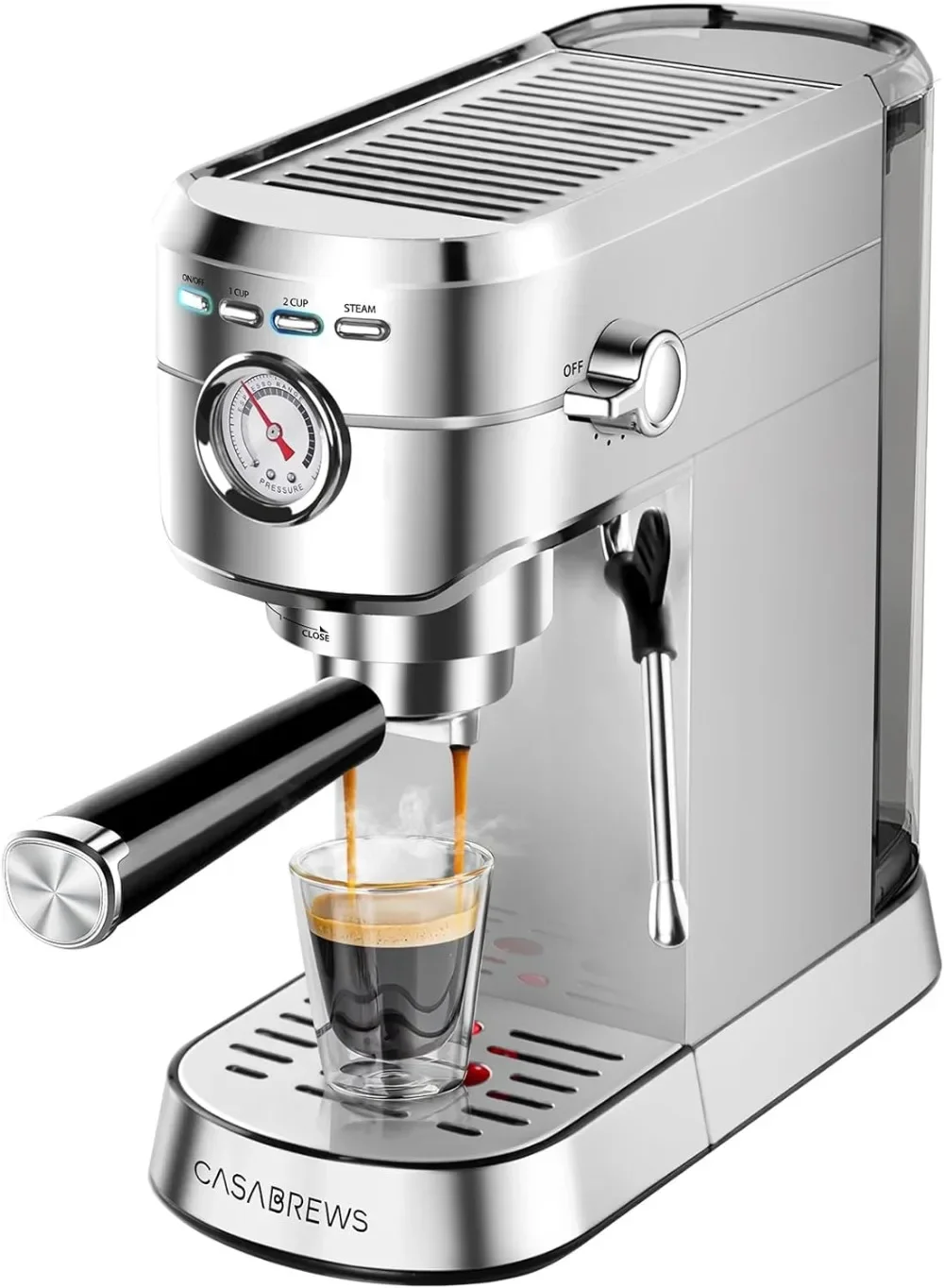 

CASABREWS Espresso Machine 20 Bar, Professional Espresso Maker with Milk Frother Steam Wand, Compact Coffee Machine