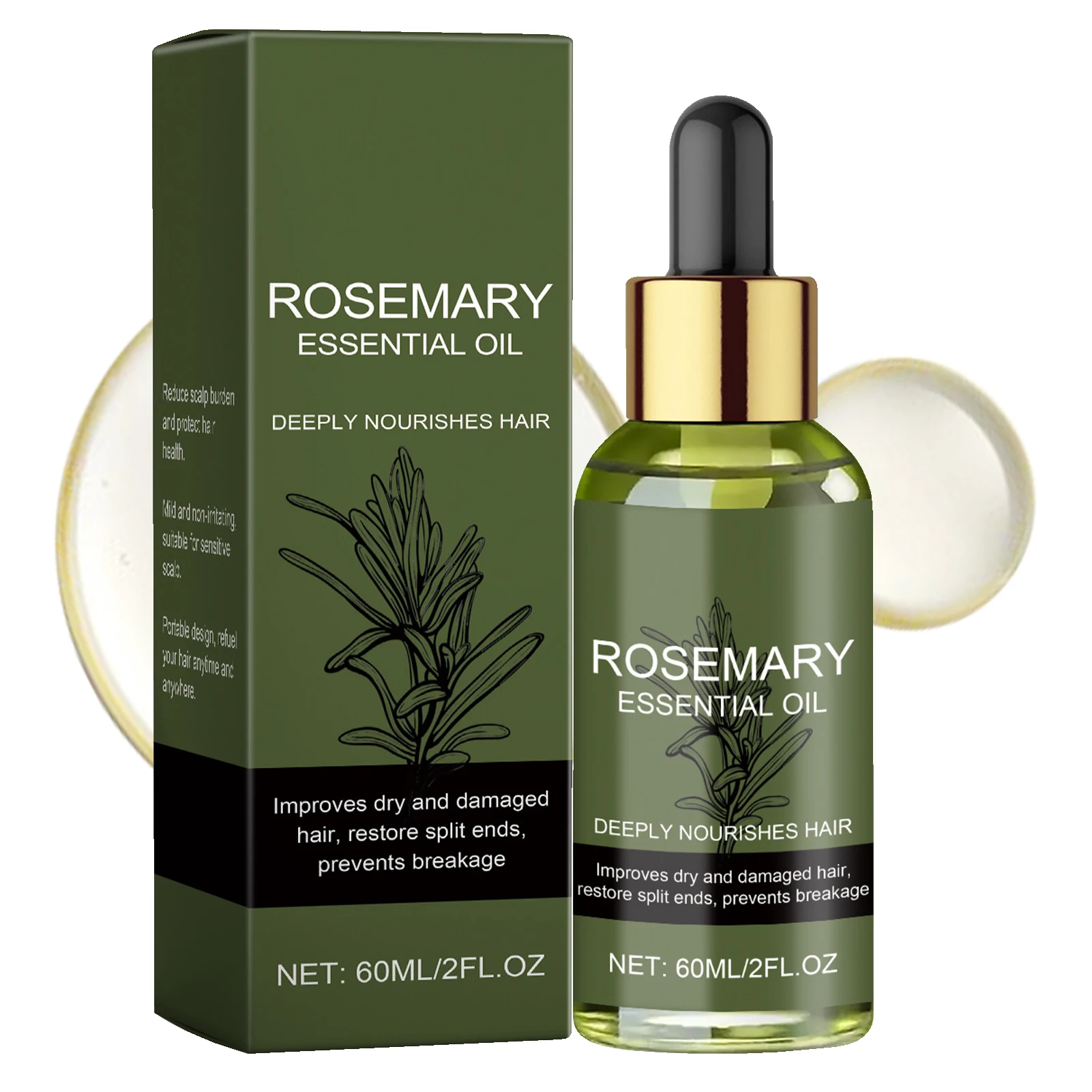 Rosemary Hair Essentiall Oil Smoothing Hair Strengthening Nourishing Brightrning Moisturing Softening Luster Hair Care Product