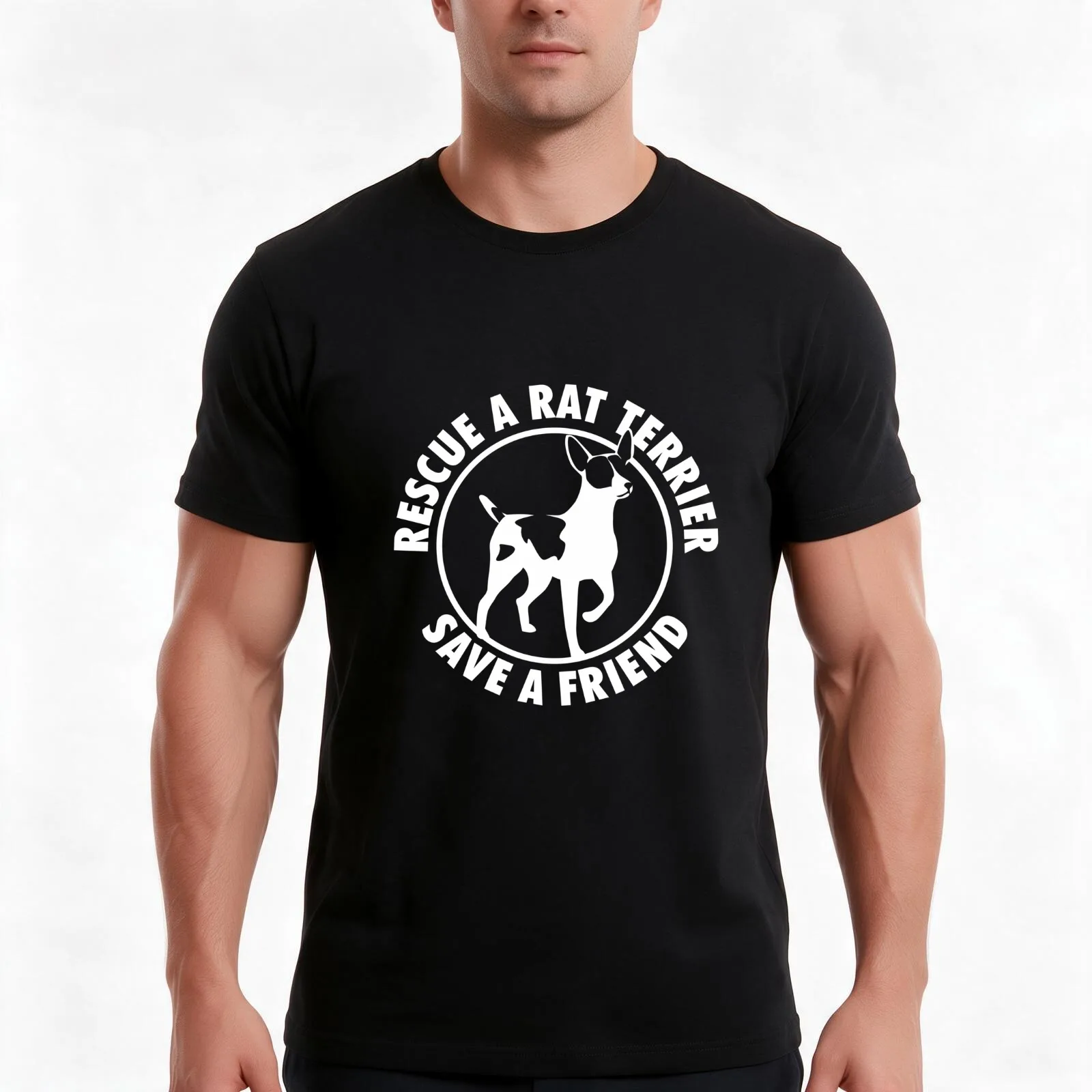 Rescue a Rat Terrier, Save a Friend | NickerStickers? on Redbubble T-Shirt, Summer Casual Cotton Tee, Oversized Streetwear Tops