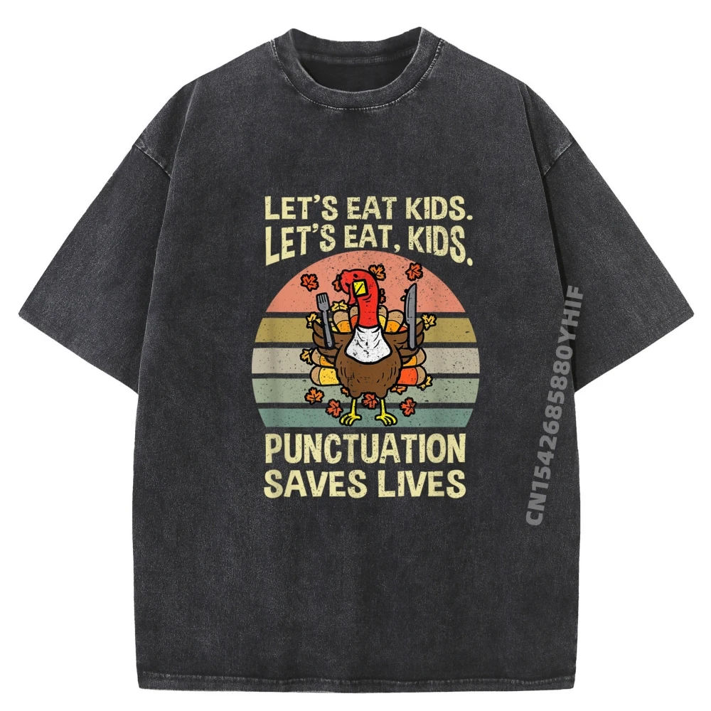 

Последняя футболка с рисунком Lets Eat Punctuation Турция День Благодарения Teache Футболка с принтом Мужская модная стираная одежда