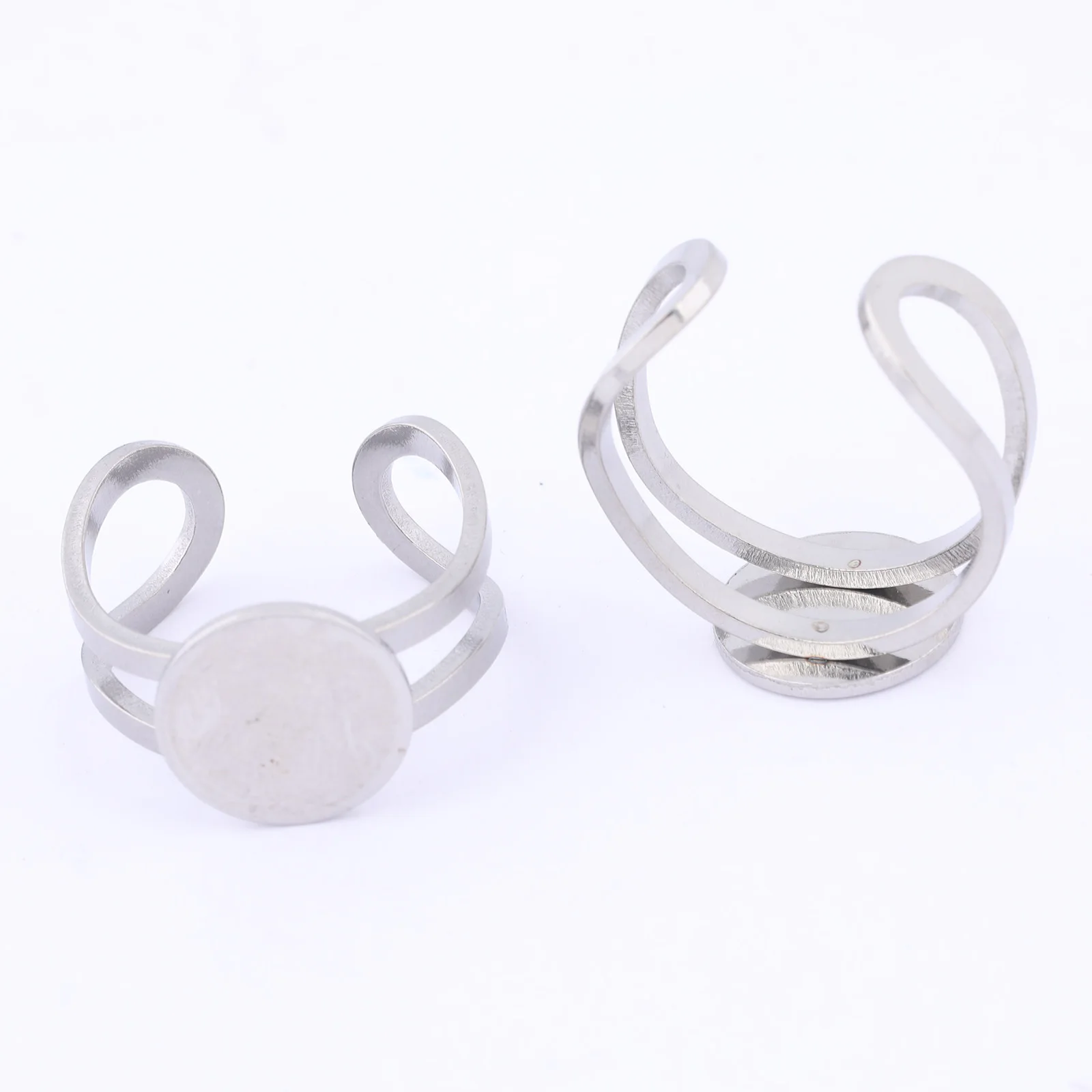 5pcs Stainless Steel 8mm 12mm Circle Pad Ring Bezel Blanks Diy Fingerring Base Settings For Jewerly Making Supplies