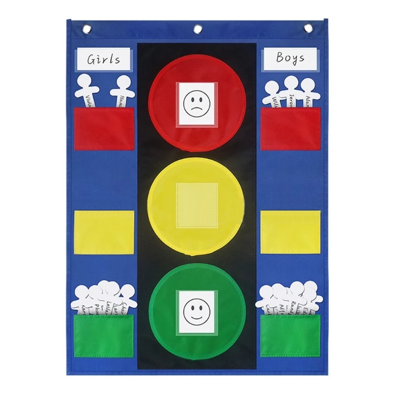 Hanging Wall Stoplight Pocket Chart 19x26Inch Children Behavior Pocket Chart for Classroom Management