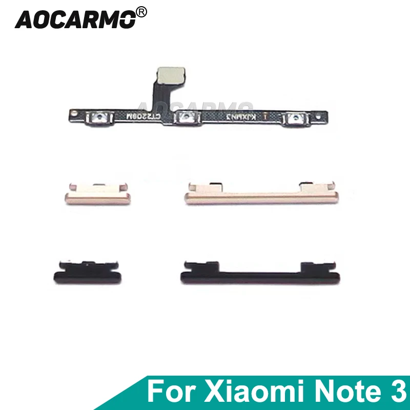 Aocarmo dla Xiaomi Mi Note 3 Przycisk włączania i wyłączania + przełącznik głośności w górę i w dół Boczny kabel elastyczny Część naprawcza