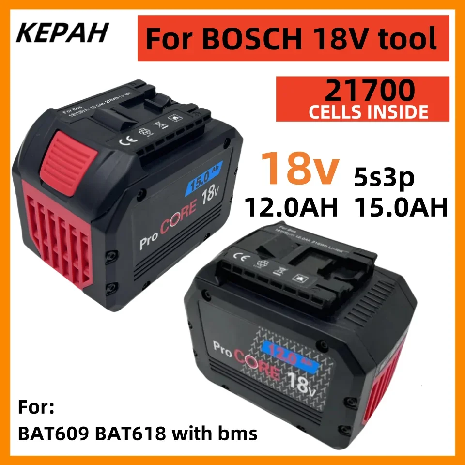 

18V Battery 12Ah 15AH for Bosch Electric Drill 18V 21700 Rechargeable Li-ion Battery BAT609, BAT609G, BAT618, BAT618G, BAT614