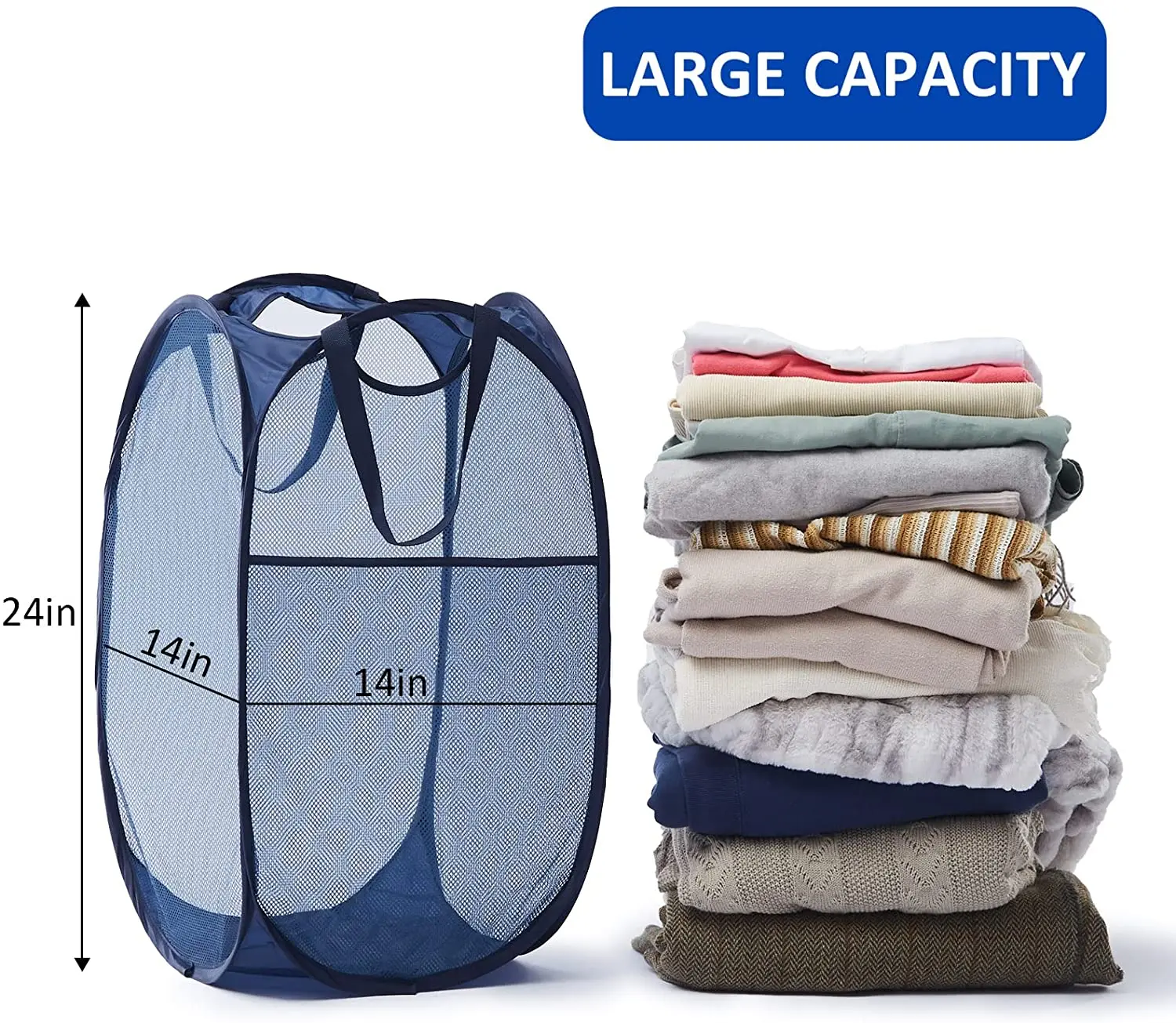 Mesh Pop Up Dirty Laundry Basket Hamper with Durable Handles Collapsible Laundry Basket Large Capacity Clothes Storage Baskets