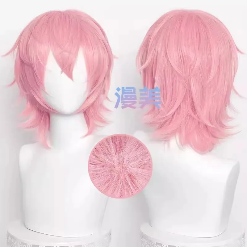 DY20 أنيمي يوري آياتو شعر مستعار تأثيري النظارات الشمسية قصيرة الوردي الطبقات شعر مستعار مقاومة للحرارة الشعر الاصطناعية لجميع القديسين25