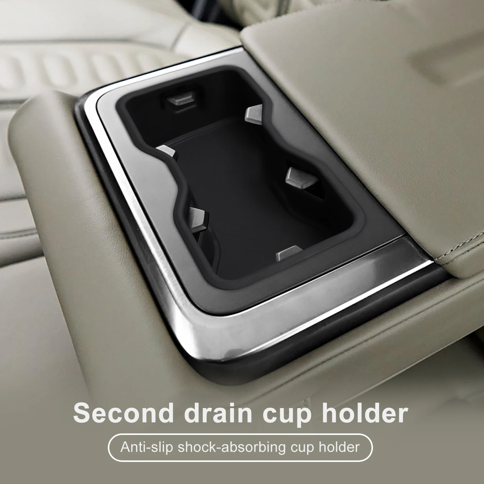 ZUNDUO for RIVIAN R1T R1S Second Row Cup Holder Storage Box Shock-Absorbing Central Armrest Cup Tray Silicone