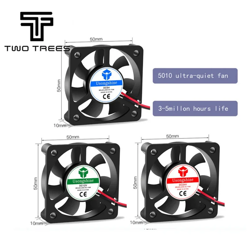 3D Printer Cooling 3010 4010 5010 4020 DC 5/12/24V Brushless Cooler For Heatsink Cooler Cooling Radiator 2 Pin Fans
