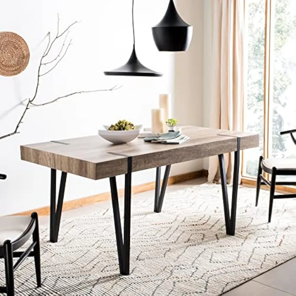 

2023 New Safavieh Home Alyssa Rustic Industrial Brown and Black Dining Table