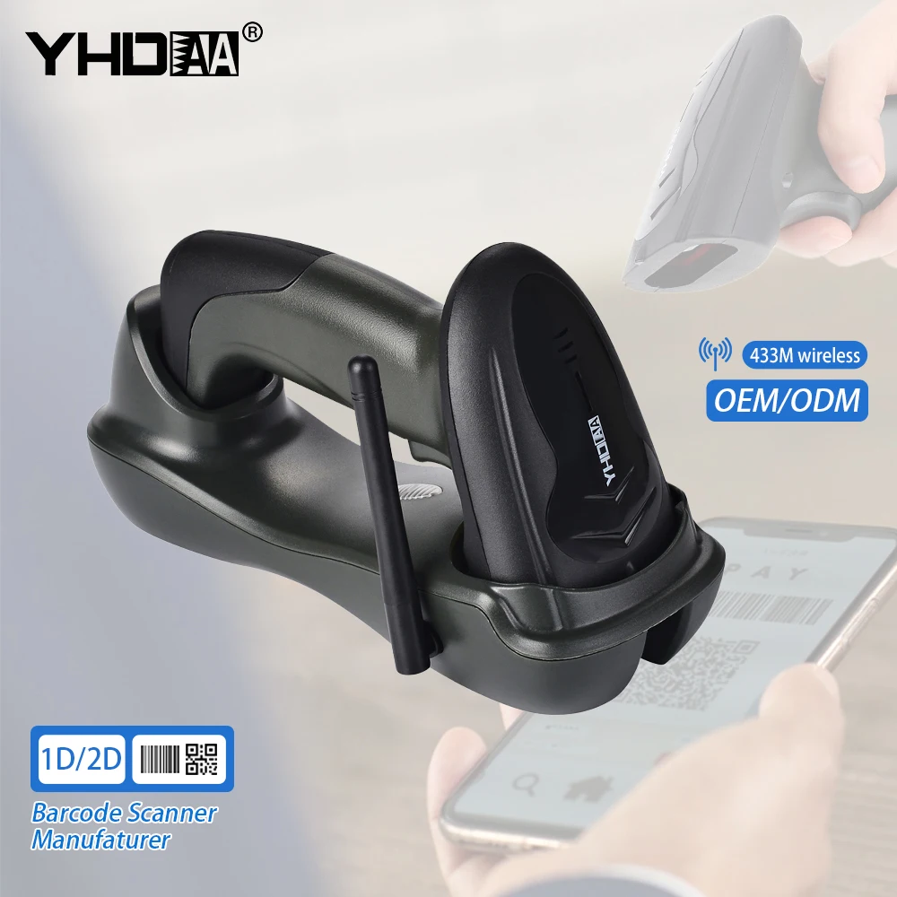 

YHDAA High Speed Scanning Barcode Reader 433Mhz Long Distance Transmission 1D 2D Wireless Industrial Qr Code Scanner