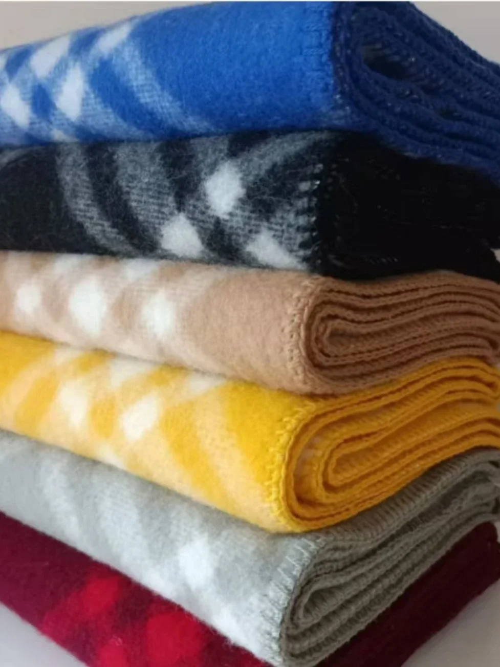 European and American Style BR Blanket Seam Letter Logo Wool Knit Scarf Unisex Multi Color High End Brand Double Sided Plaid