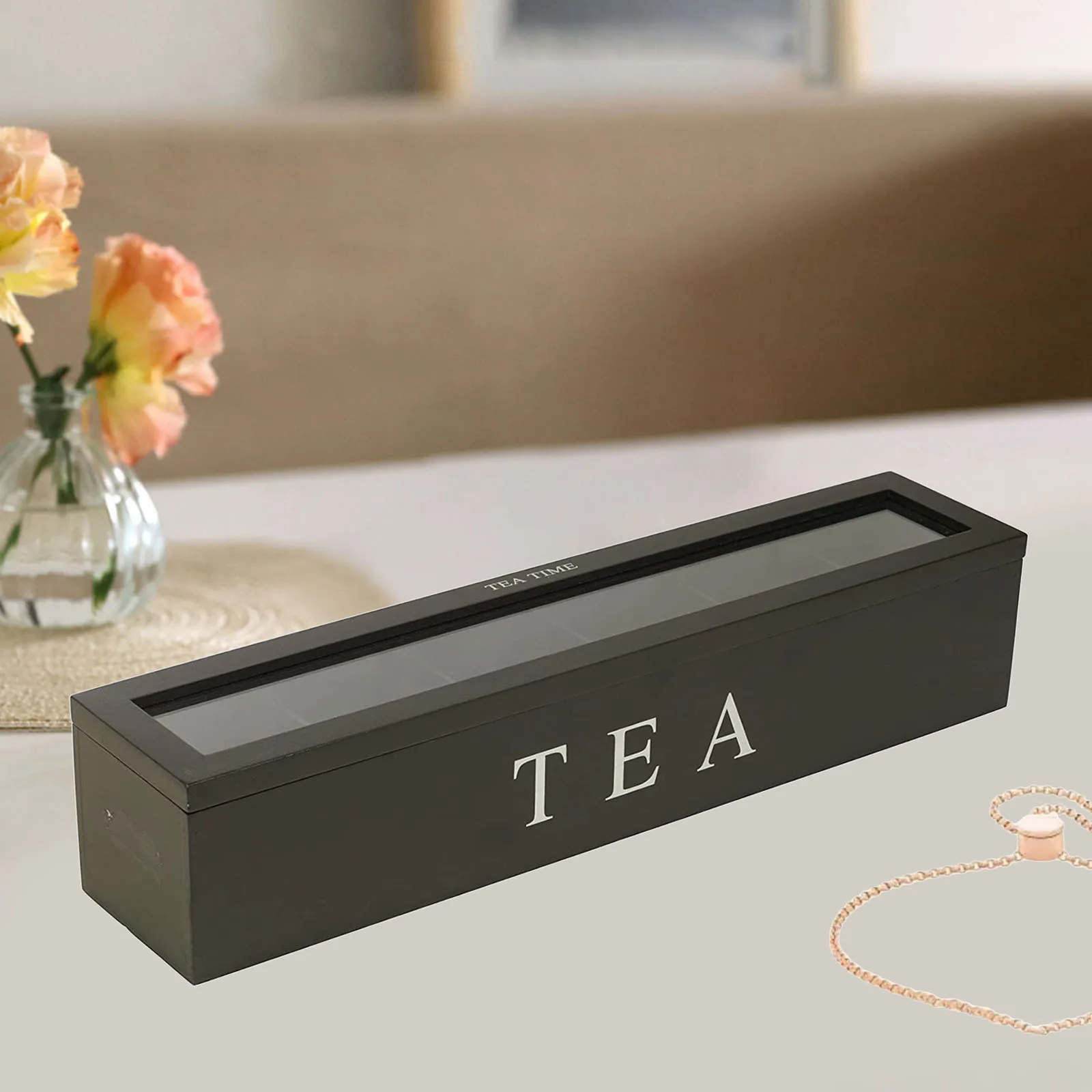 Retro Tea Bag Organizer with Viewing Window Kitchen Cabinets Home for Sugar Kitchen Coffee Tea Bag Storage Holder Organizer