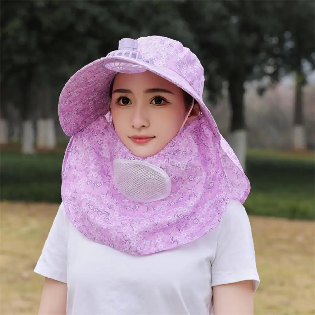 Mesh Sunhat Sunhat with Mesh Front Cover Electric Fan Sunscreen Hat with Face Cover Neck for Women Usb for Outdoor