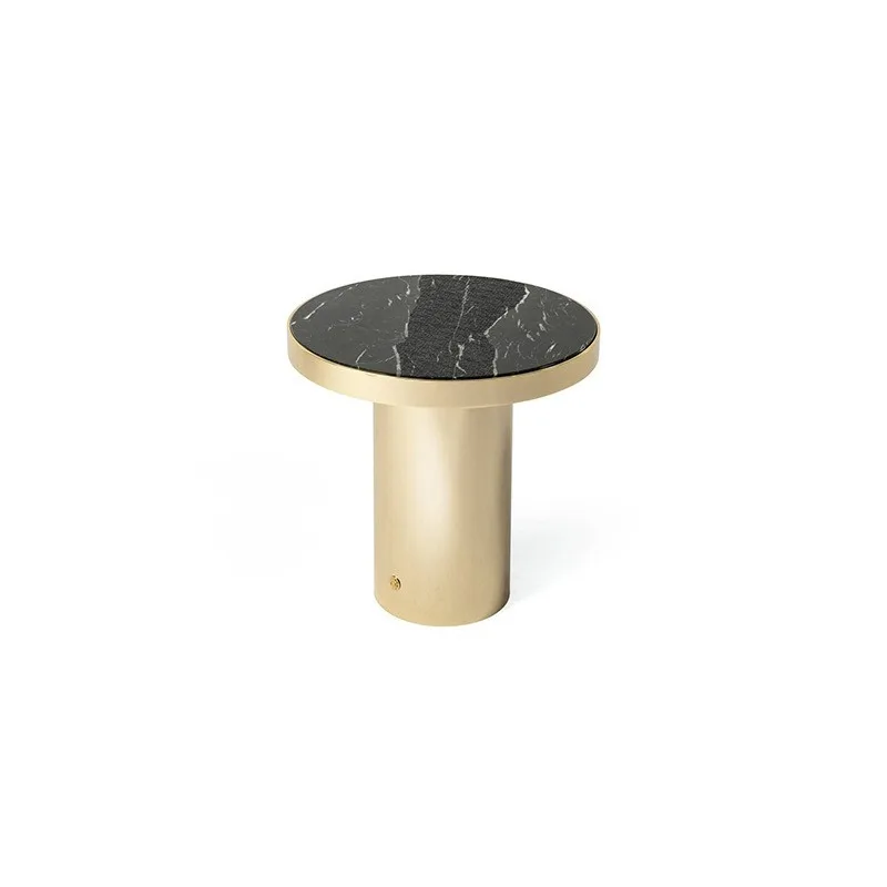 Modern Nordic light luxury gold cylindrical edge table, living room bedroom bedside small coffee table