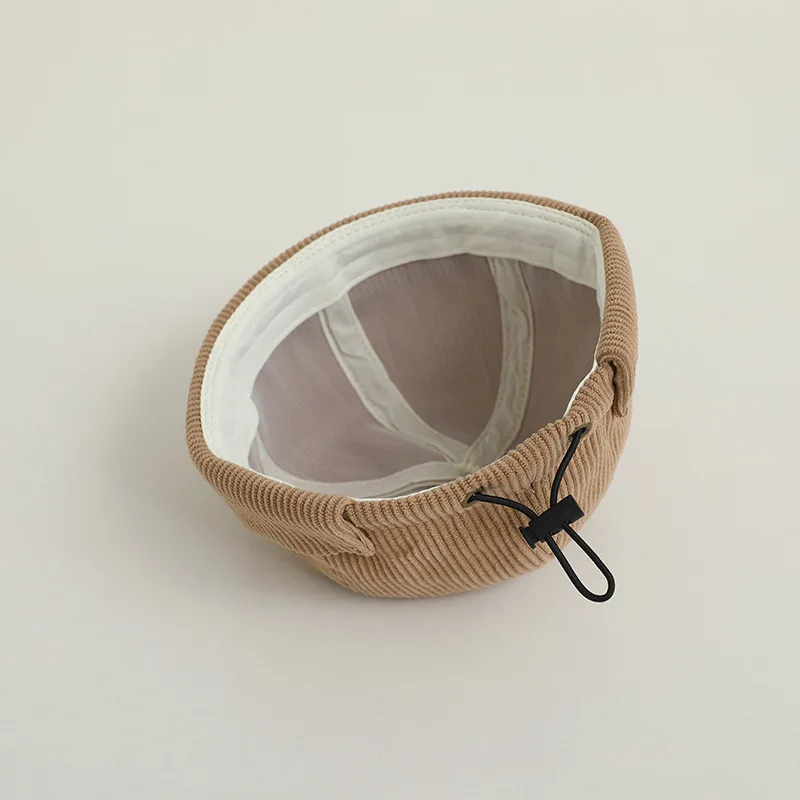 Solid Corduroy Brimless หมวกสําหรับทารกโดม Melon หมวกการ์ตูนหมีเด็กหมวก Bonnet ฤดูใบไม้ร่วงทารก Docker หมวก 3-24Month เด็กผู้หญิง