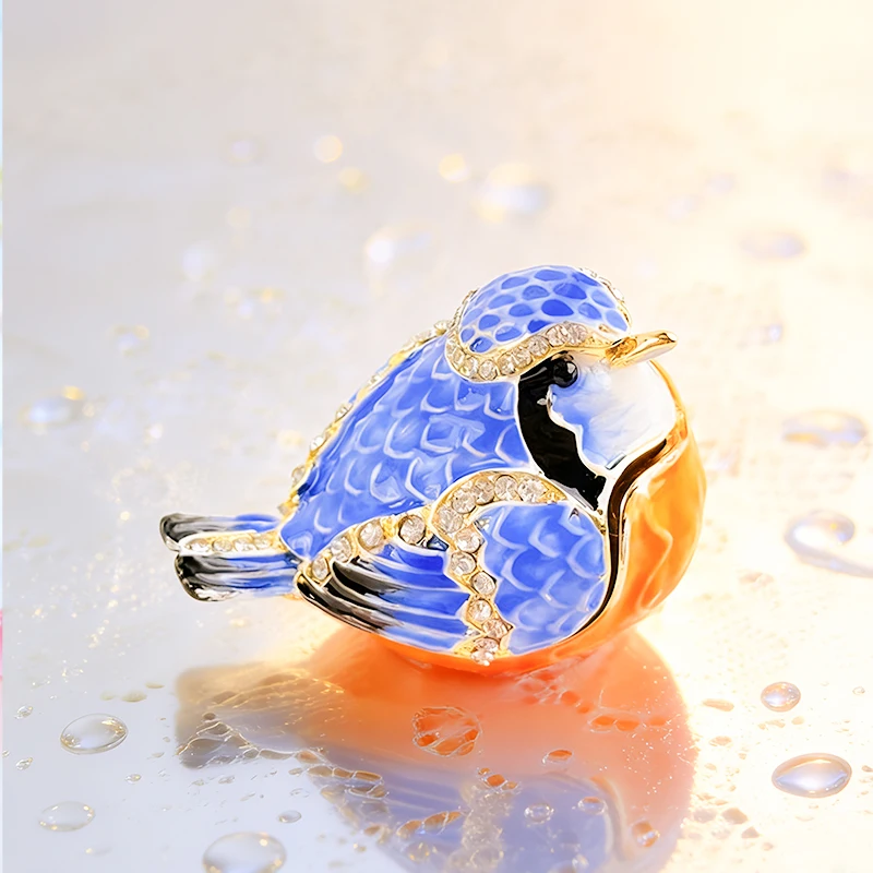 Enamel-Painted Diamond-Studded Bird/Collectible Ring, Earrings, and Other Jewelry Storage Box Ornament, Exquisite Gift