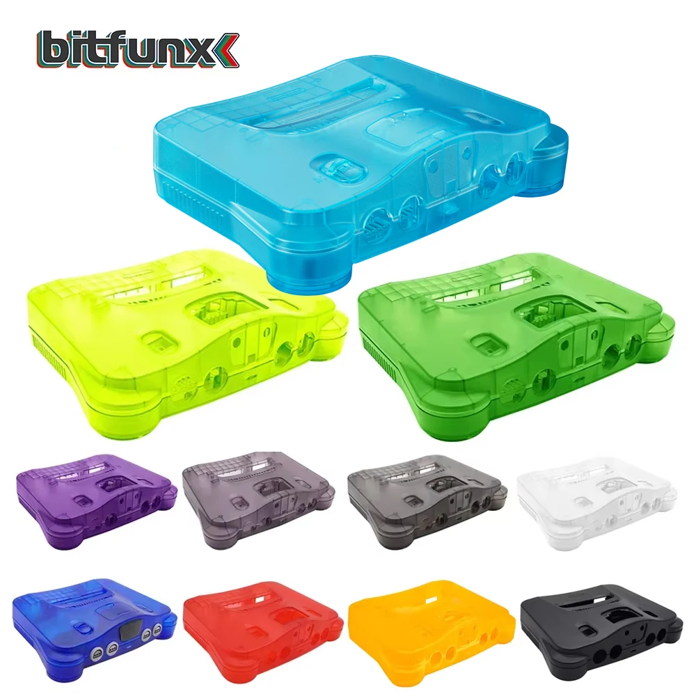 حافظة شفافة بديلة من البلاستيك من Bitfunx لهاتف N64 Nintendo 64، حافظة بديلة، صناديق شفافة
