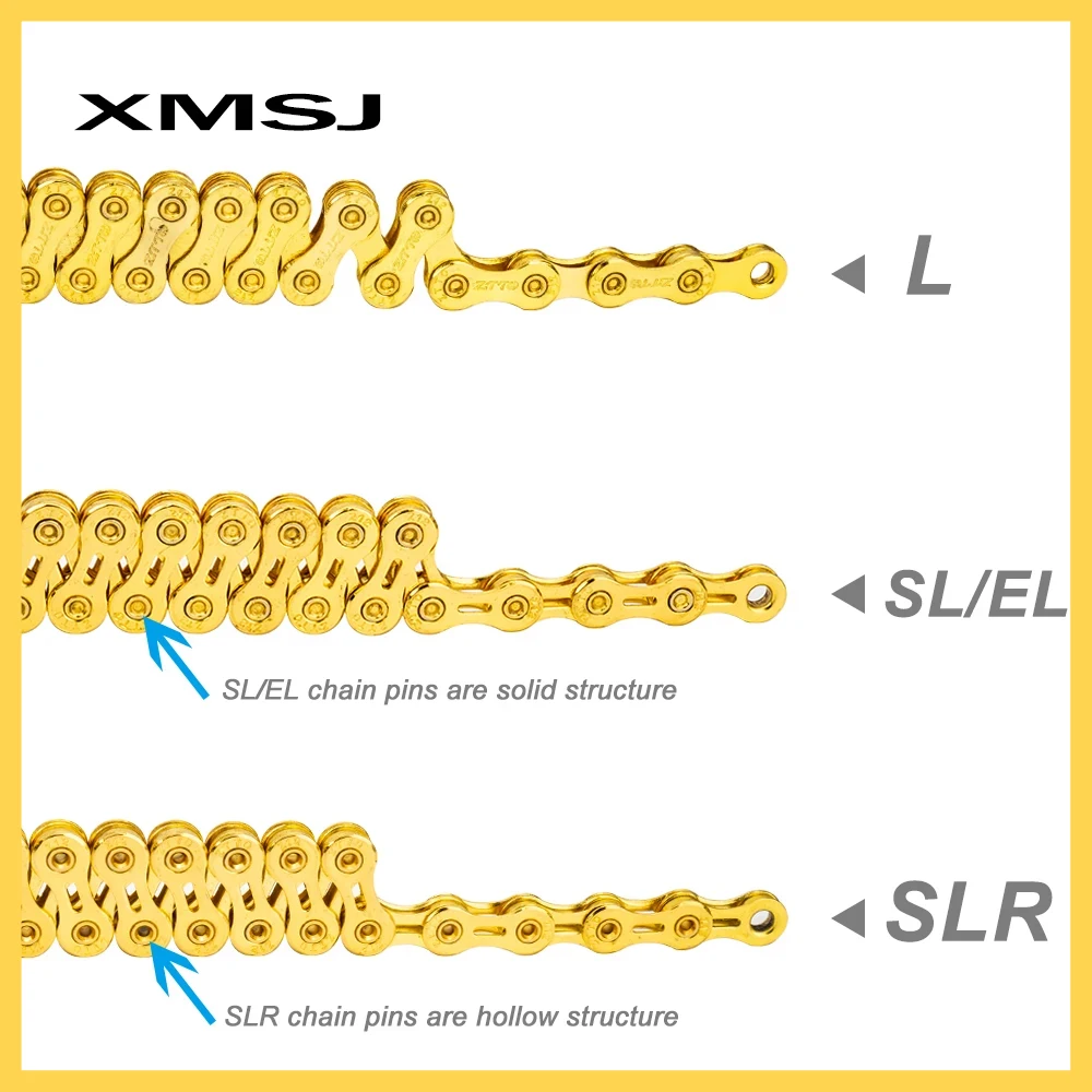 XMSJ Bike Chain 8 9 10 11 12 Speed Velocidade Electroplated Roller Chain Bicycle Chain Mountain Road MTB Chains Part 116 Links