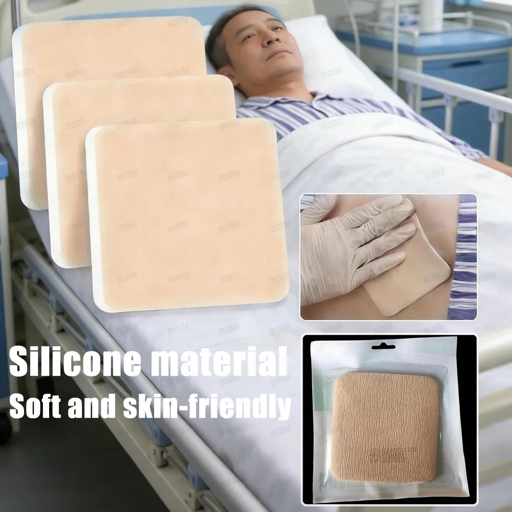 

5-100Pcs 10cm*10cm Silicone Adhesive Dressing Wound Healing Foam Absorbent Dressing Foam with No Border Silicone Foam Dressing