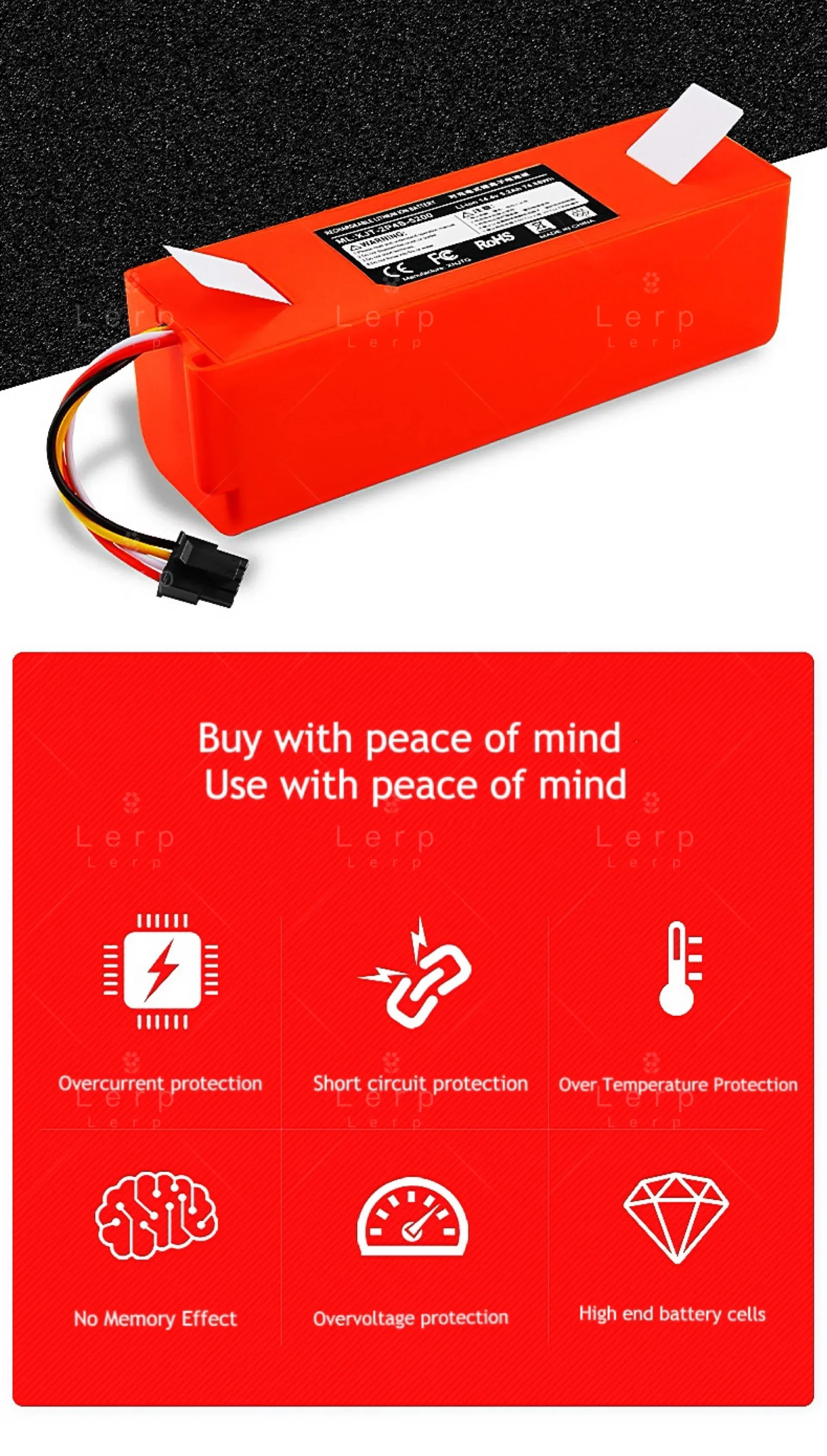 

Applicable to Xiaomi Stone Robot Vacuum Cleaner Battery 14.4V Mijia Generation Vacuum Cleaner Backup Battery