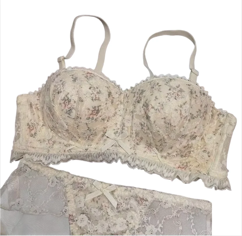 French Floral Small Breasts Gathered Without Steel Ring Pure Desire Underwear Female Japanese Sweet Girl Student Bra