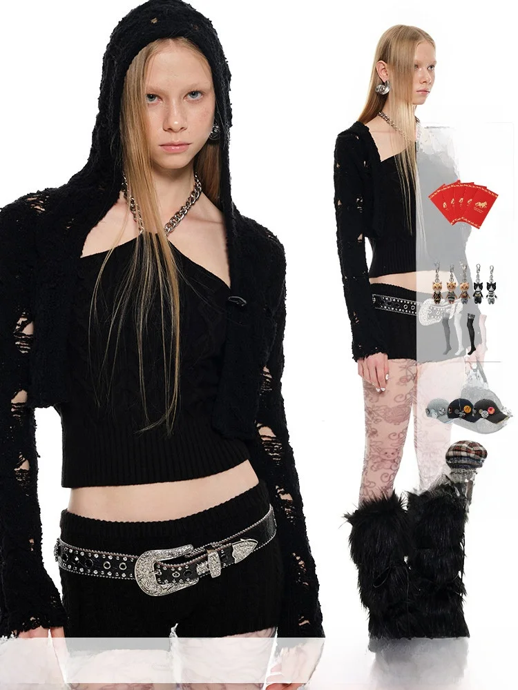 

JINN STUDIO Women's Long Sve Knitted Open Cardigan Hooded Waist-Cinching Slimming Design Outerwear Cotton Nylon Polyester...