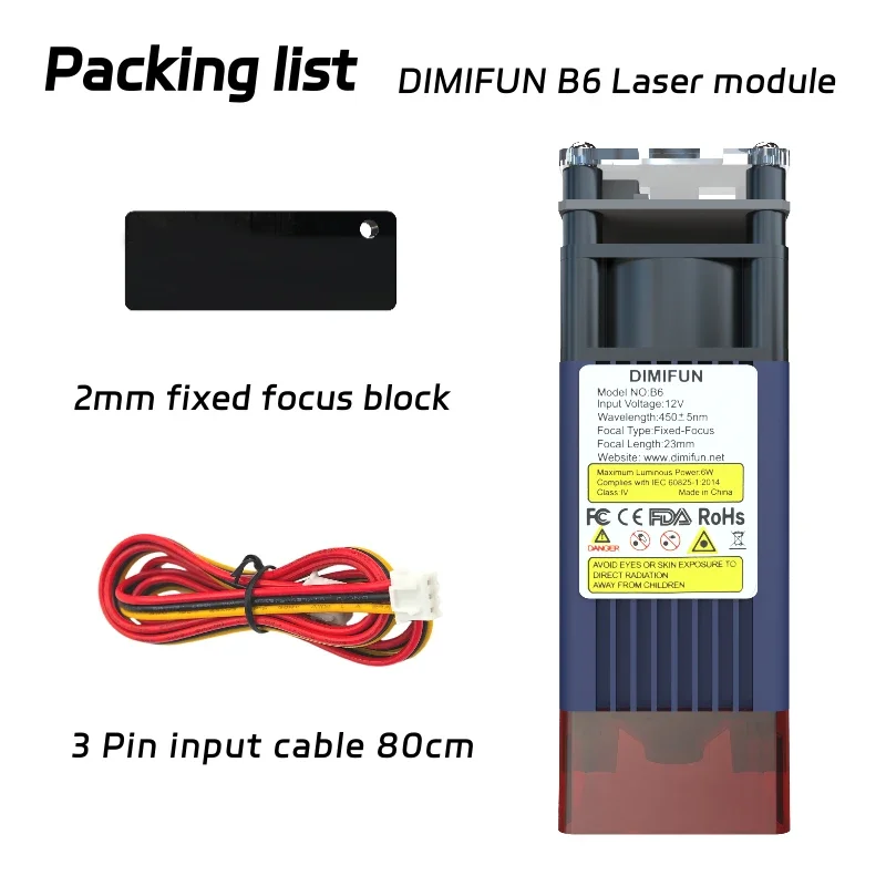 Dimifun-青色光レーザーモジュール,光パワーレーザーヘッド,彫刻機,木材の切断,DIYツール,ttl,6w,12w,450nmに適しています