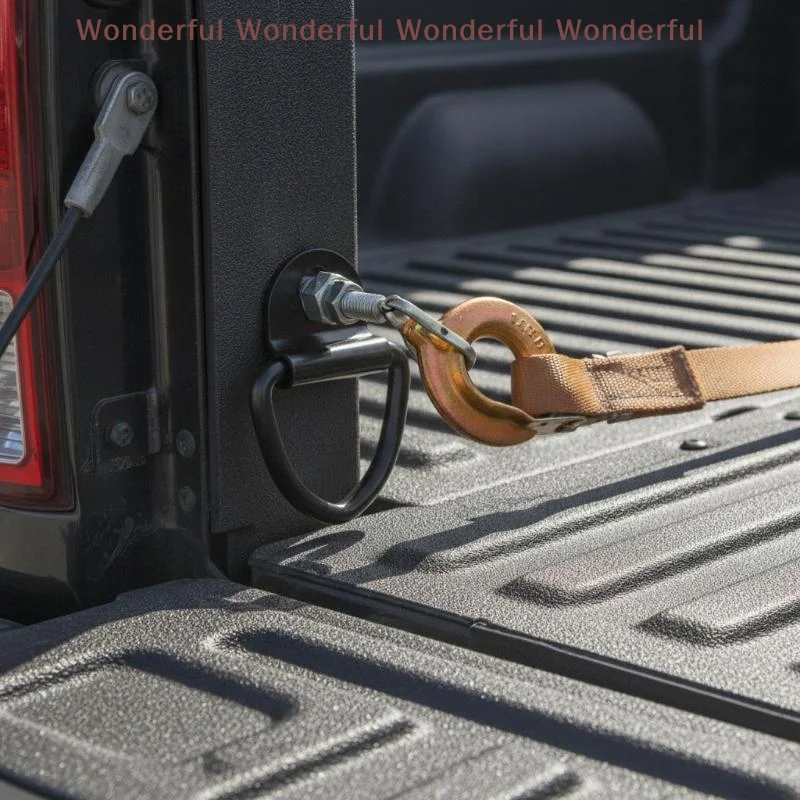 4Pcs Rustproof D-Shaped Car Puller Hooks Stainless Steel Tie Down Anchors Rings for Pickup Cargo Box Moving Goods Securing