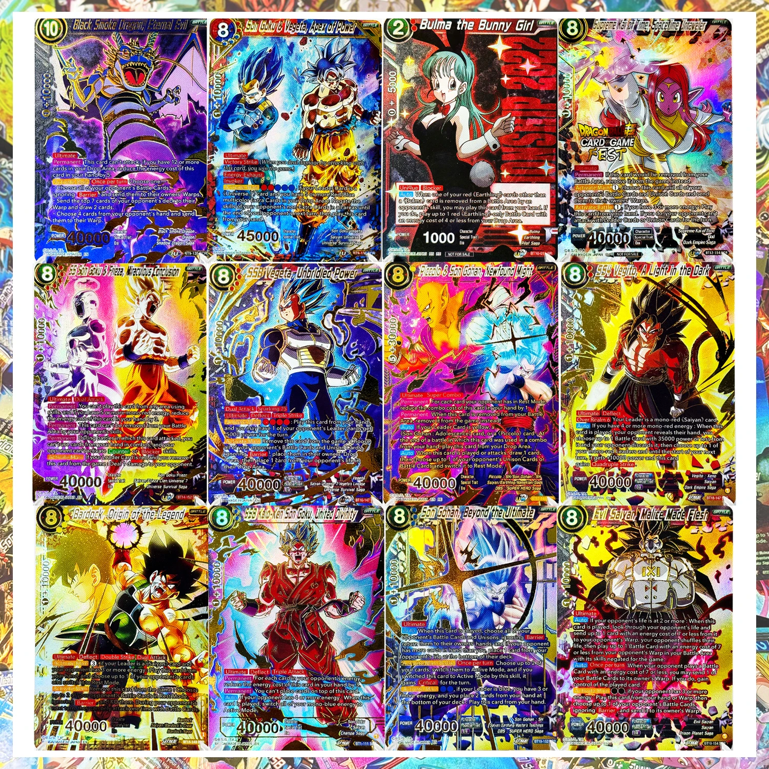 Set de Tarjetas Coleccionables de Dragon Ball Super BT9~BT19, Serie Bardock Vegito Goku, Réplicas de Anime de Alta Calidad con Textura Metálica