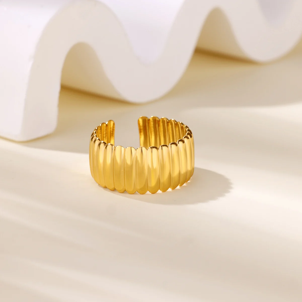Vertical Stripes Rings for Women Geometric Stainless Steel Ring Classic Vintage Femme Aesthetic Jewelry Finger Accessories y2k