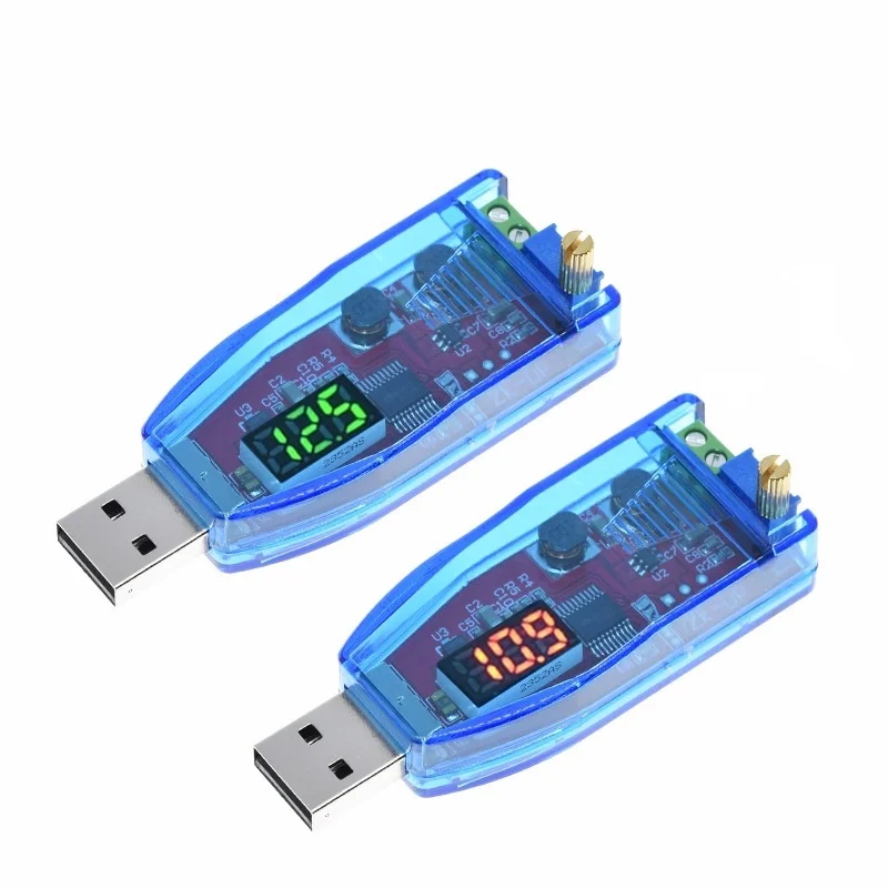 DC-DC Adjustable Voltage Module, 5V USB Input 1-24V Output Buck Boost Converter With Potentiometer & LED Indicator for DIY Elect