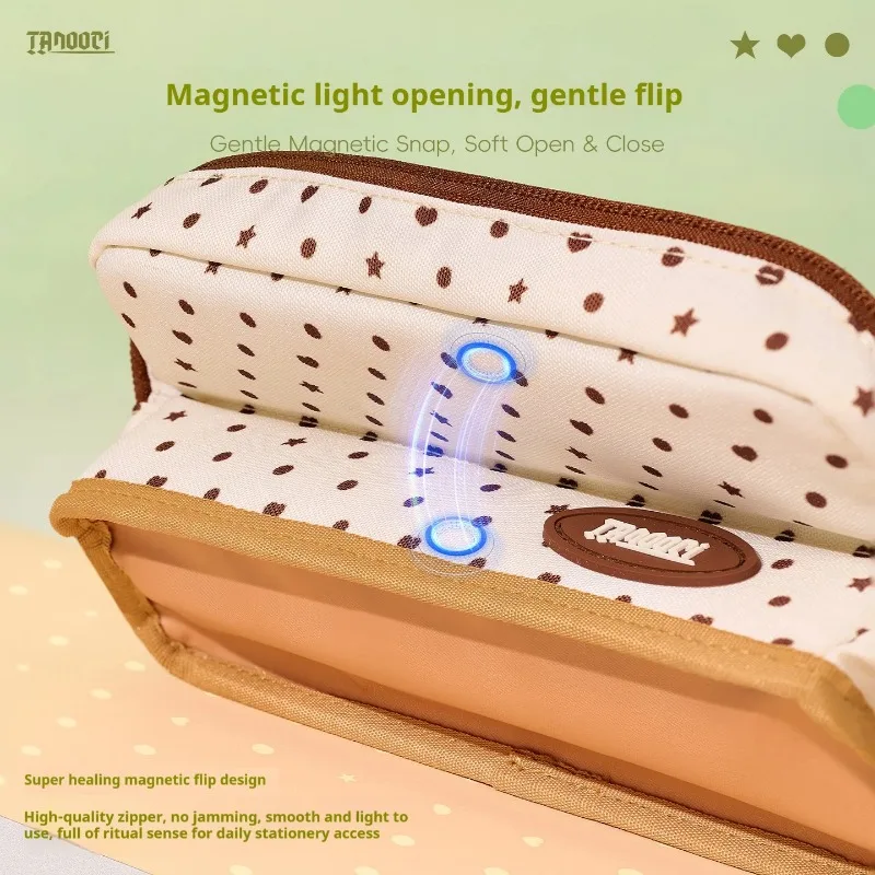 TANOOCI Hard Shell Pencil Case for Office Desk, Stain-resistant Magnetic Pen Pouch with Handle Stationery Accessories Organizer