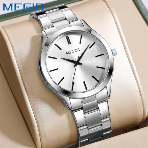Imagen 1 del producto Relojes MEGIR de lujo para hombre, Reloj de pulsera luminoso de acero inoxidable resistente al agua para hombre, Reloj de cuarzo informal a la moda para hombre