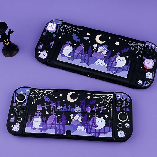 Imagen 2 del producto Funda para Nintendo Switch 2, carcasa protectora acoplable, cubierta dura Cool Black Ghost, accesorios para controlador JoyCon NS Switch 2