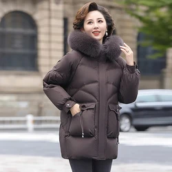 Silver Glossy Down cotton Jacket 2024 Winter New Korea Loose Hooded Coat Thicken Parkas Windproof female casual long overcoat