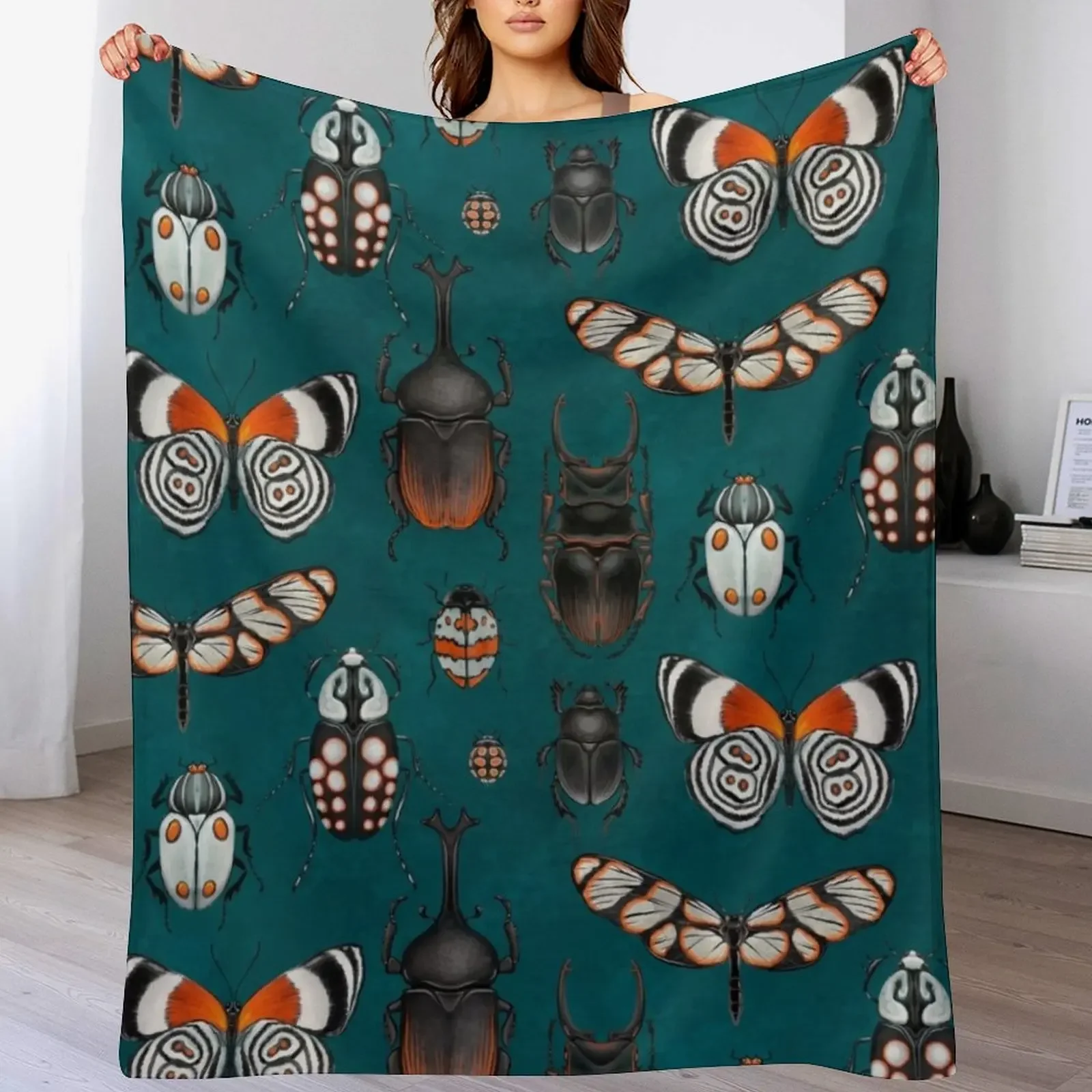 

Bugs and beetles Throw Blanket Sofa Quilt sofa bed Decorative Sofas Moving Blankets