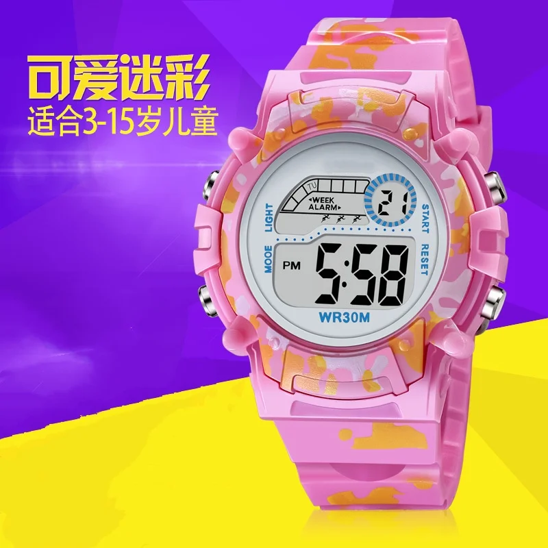 2023 New Boys Sports Military Kids Digital Watches Student Childrens Watch Fashion Luminous LED Alarm Camouflage Girls Clock