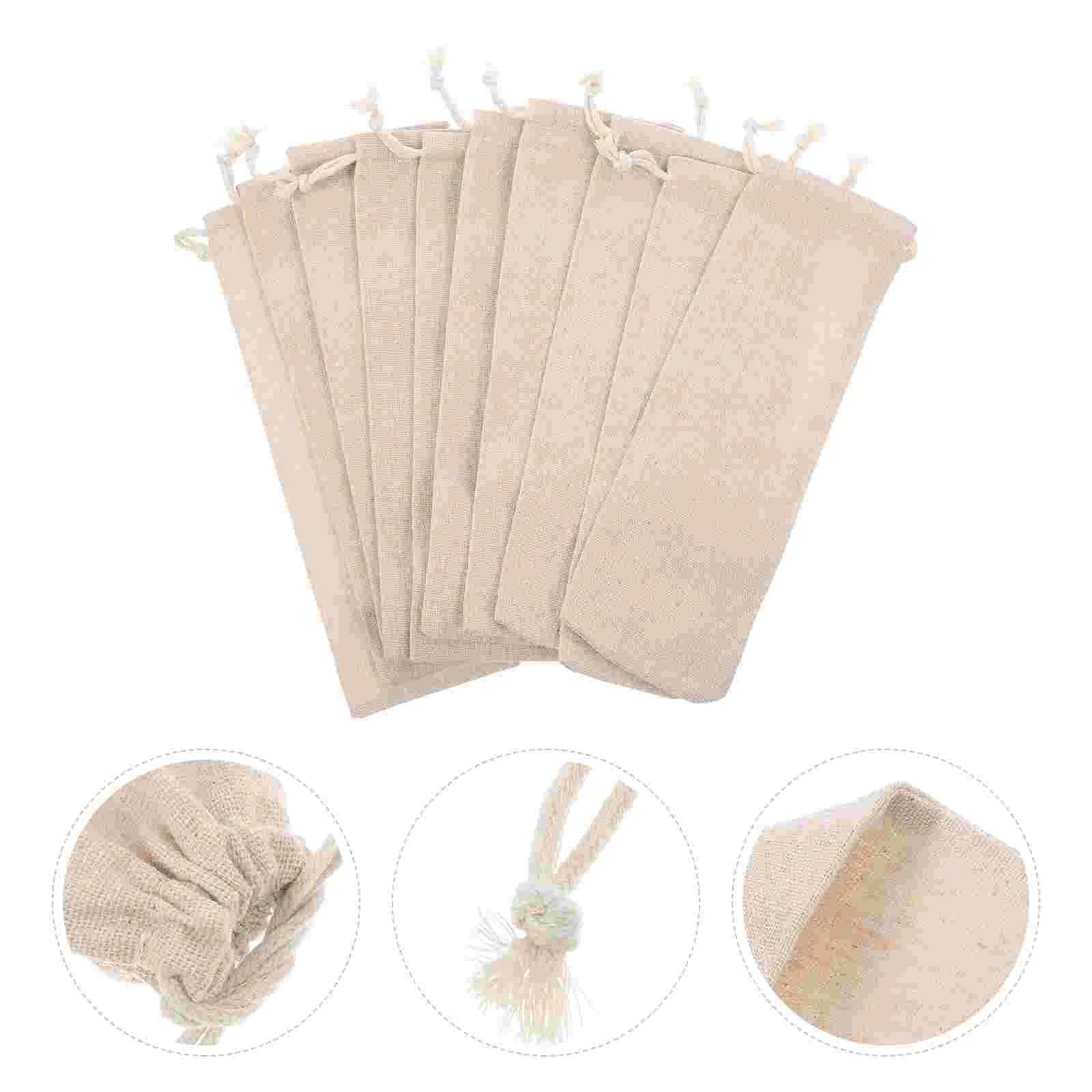 

10 Pcs Straw Case Holder for Purse Collapsible Bag Clear Straws Silverware Travel Forks Drawstring
