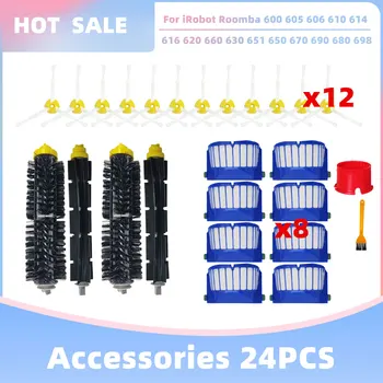 Compatible con iRobot Roomba Serie 600 605 614 620 660 630 631 650 651 655 660 671 680 691 692 694 697 698 585 595 Piezas de Repuesto Accesorios Cepillo Principal Lateral Filtro HEPA