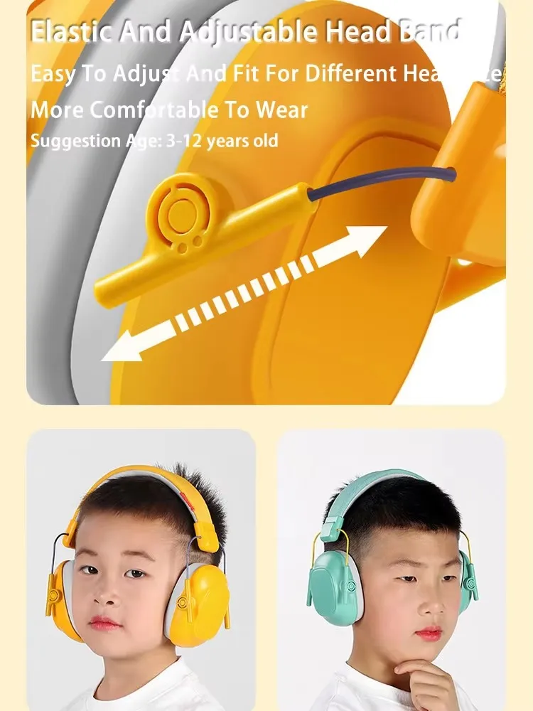 Cute Child Anti-Noise Head Earmuffs Kid Hearing Protection Adjustable Ear Protector For Study Sleep Noise Reduction Cancelling