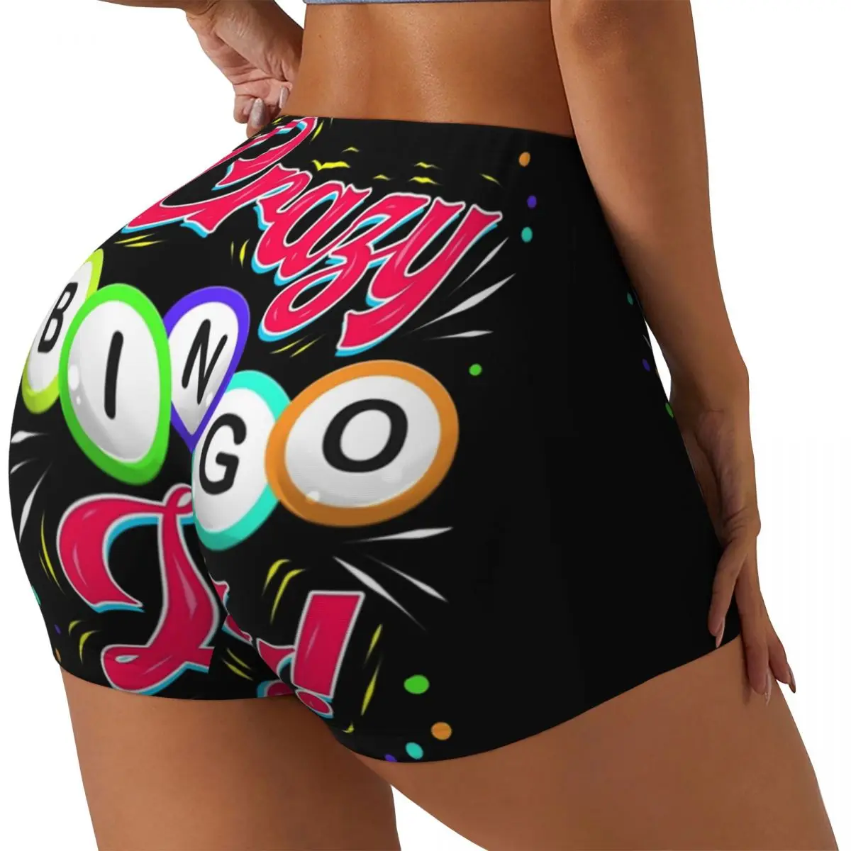 Custom Lucky Game Crazy Bingo Lady Gambling Player Volleyball Biker Gym Shorts for Women Athletic Workout Yoga Shorts