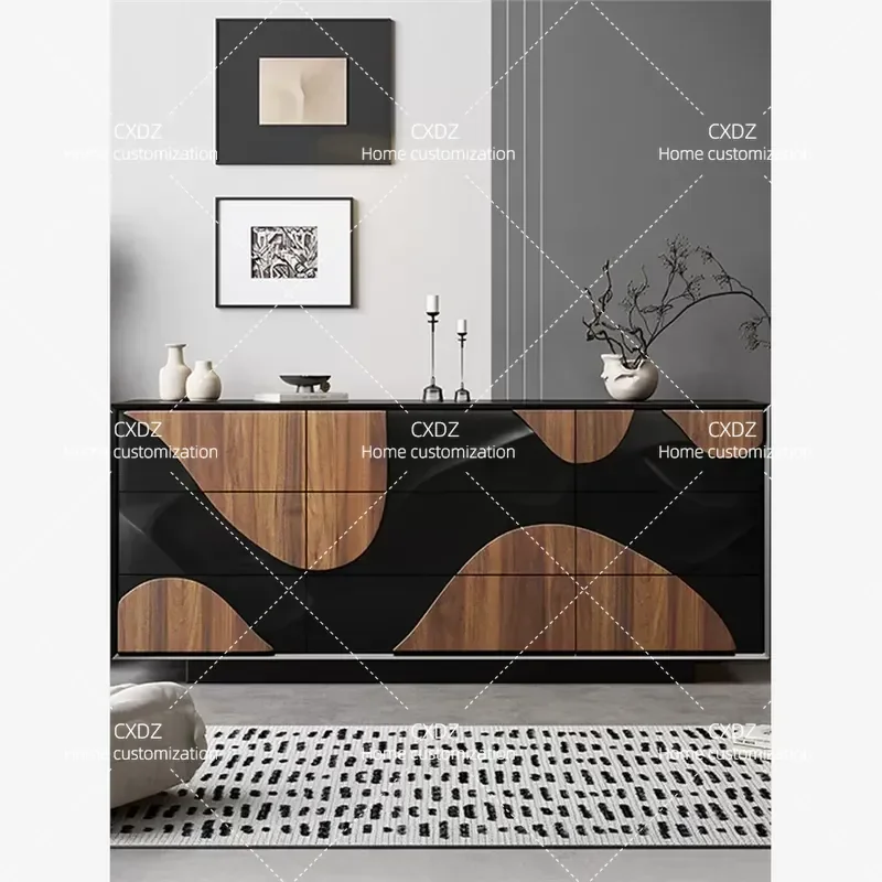 Medieval Style 9 Drawer Chest Cabinet Streamline Design Color Matching Multi Functional Storage Locker Decorative Furniture